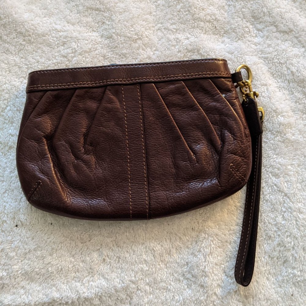 Coach Brown Leather Wristlet